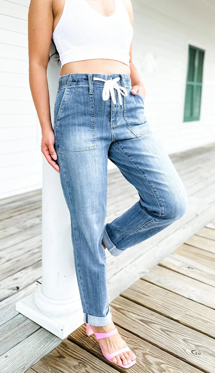 Drawstring Stretch Jeans(Buy 2 Free Shipping)