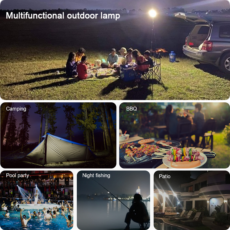 Telescopic COB Camping Lamp with Stand - Super Bright Waterproof Emergency Outdoor Indoor Lighting with Remote Dimming