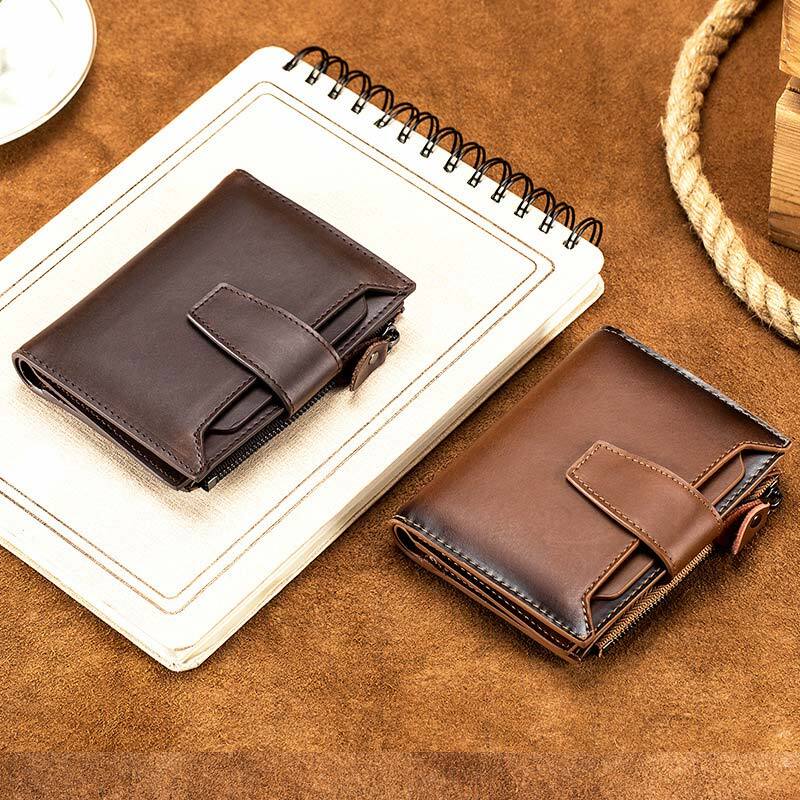 Mens Wallet RFID Genuine Leather Bifold Wallet with Removable ID Windows