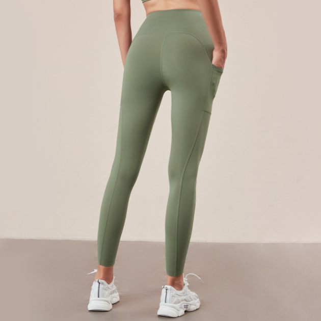 Pocket mesh stitching high-waisted hip-lifting sports yoga pants