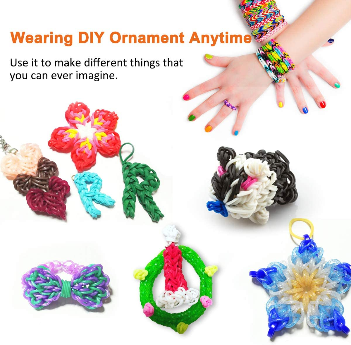 Art Crafts DIY Toys, Bracelet Making Kit Beads Handmade Rubber Band Birthday Gift for children
