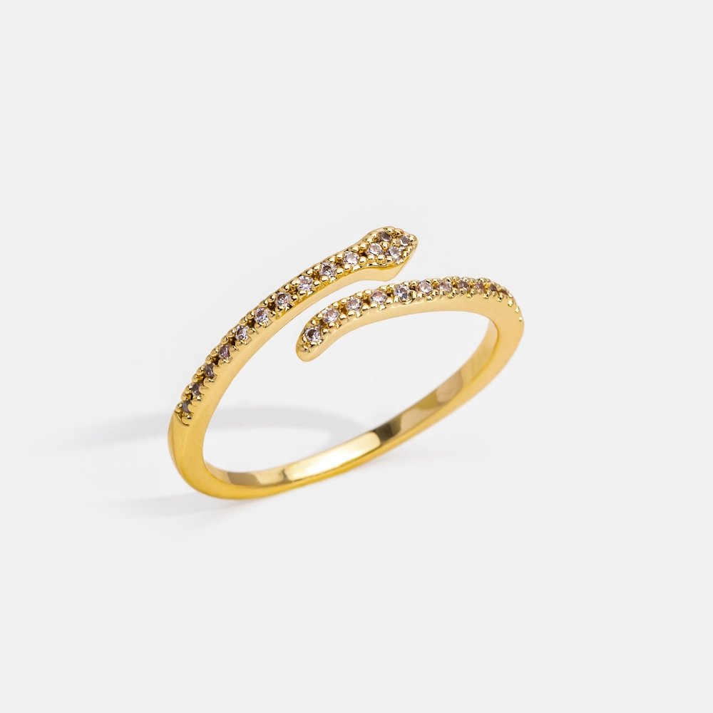 14K Gold Crystal Snake Rings