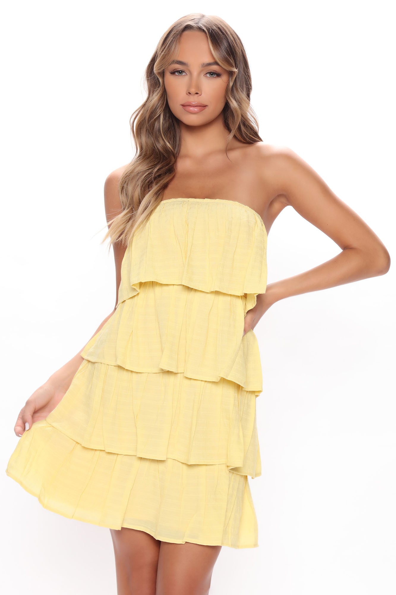 Ruffle It Up Mini Dress - Yellow