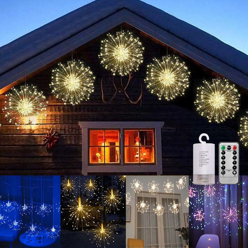 Firework Lights led Copper Wire Starburst String Light, Outdoor Patio Lights