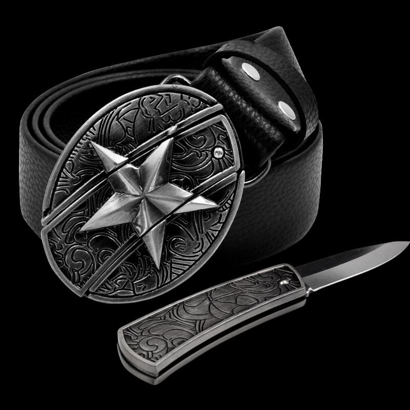 [Last day flash sale💥45% OFF] Fashion Punk Men's Genuine Leather Belt With Knife🔥BUY 2 GET 10% OFF & FREE SHIPPING🔥