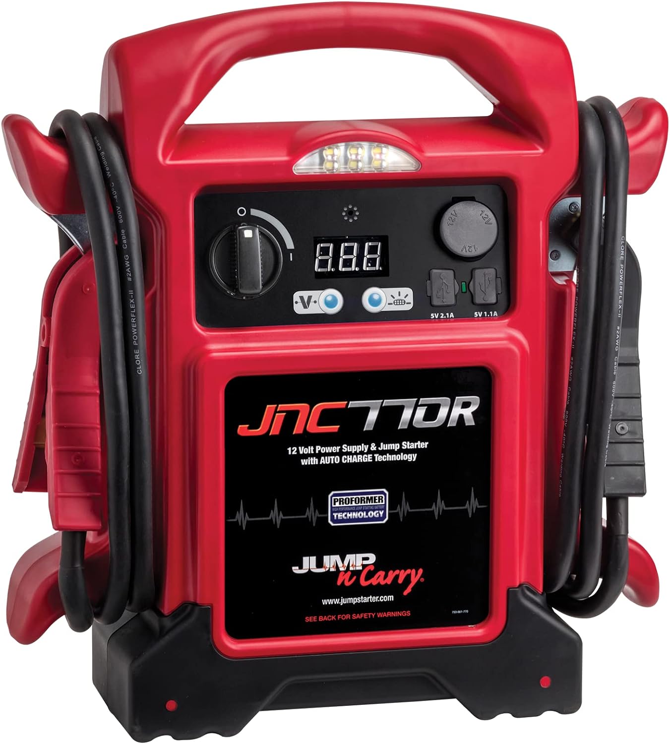 Clore Automotive Jump-N-Carry JNC770R 1700 Peak Amp Premium 12 Volt Jump Starter