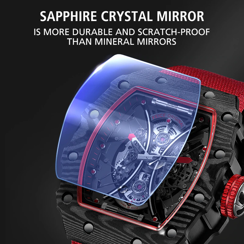 FM602 Automatic Watches Luxury Sapphire Mirror Skeleton Mechanical Watch