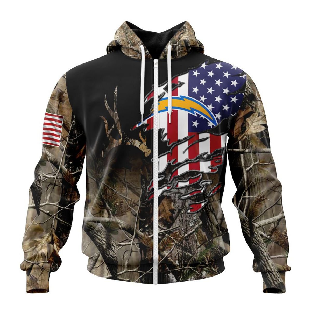 LOS ANGELES CHARGERS 3D HOODIE CAMO REALTREE HUNTING