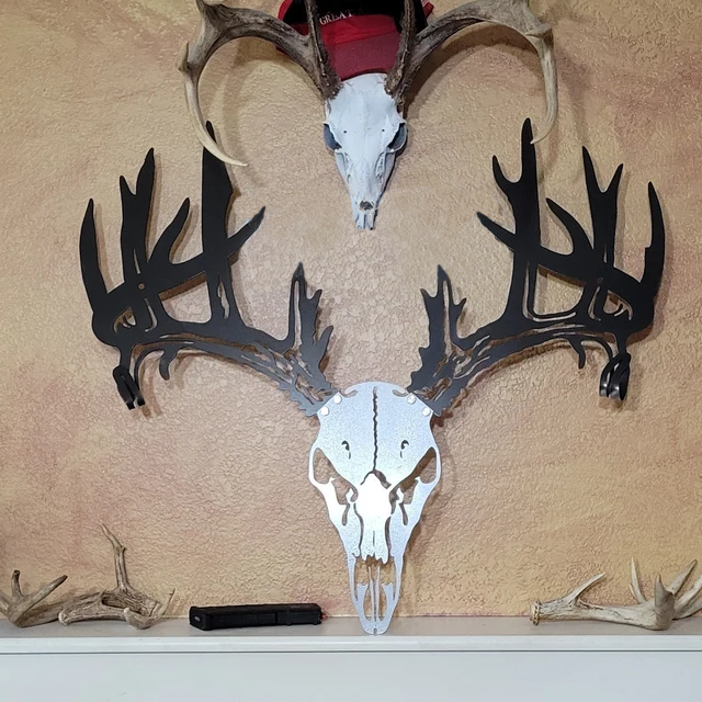 Metal Deer Skull Bow Rack - Compound Bow, Long Bow, Archery, PSE, Hoyt, Bow Hunting