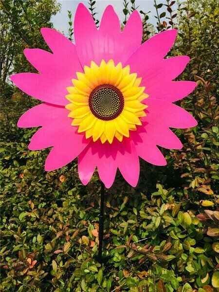 Sunflower Windmill for Decoration Outside Yard Garden Lawn