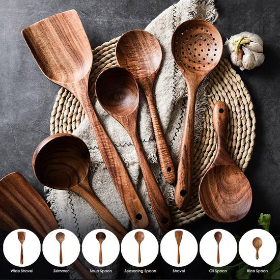 [💥SAVE 60% OFF TODAY ONLY] Natural Teak Wood Utensil Set - 💝Best Mother's Day Gift!
