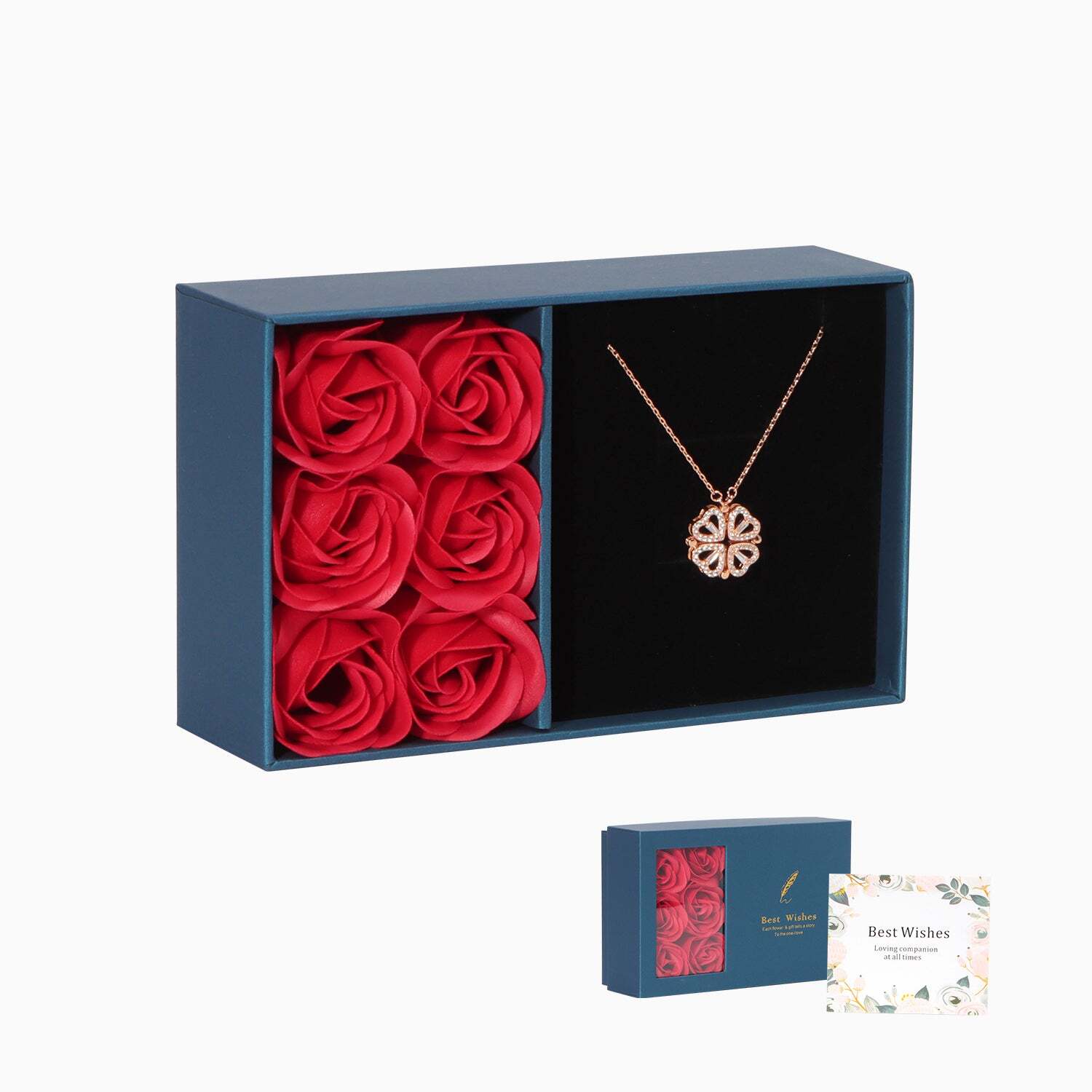 🔥 Last Day Promotion 45% OFF🎁-Lucky Heart Sterling Silver Necklace WITH SIX ROSES