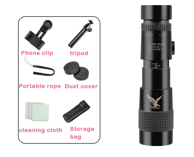 4K 10-300X40mm Super Telephoto Zoom Monocular Telescope(Released In March 2021)