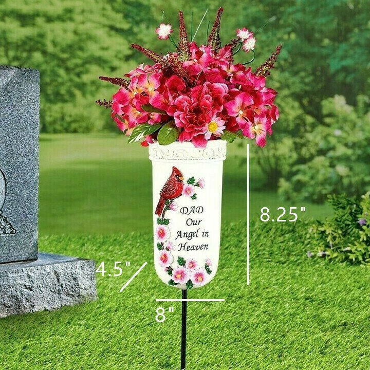 Memorial Flower Vase Stake Grave Cemetery Marker Beloved Departed Yard Decor