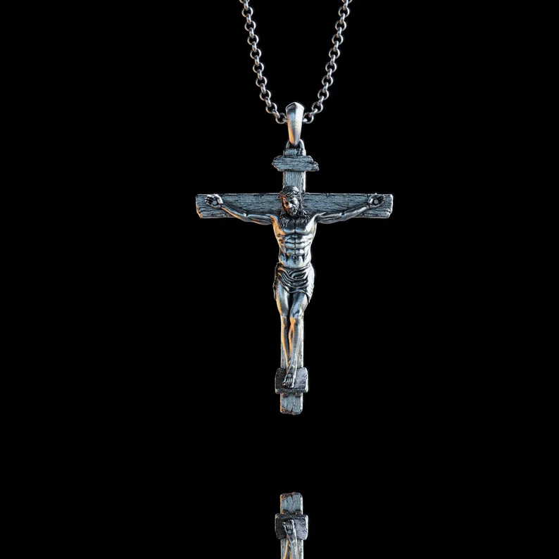 Handmade Sterling silver Jesus Crucifix Necklace