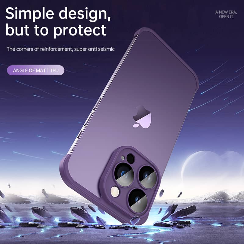 Four Corner Anti-fall Rimless Sticker Case Cover For iPhone
