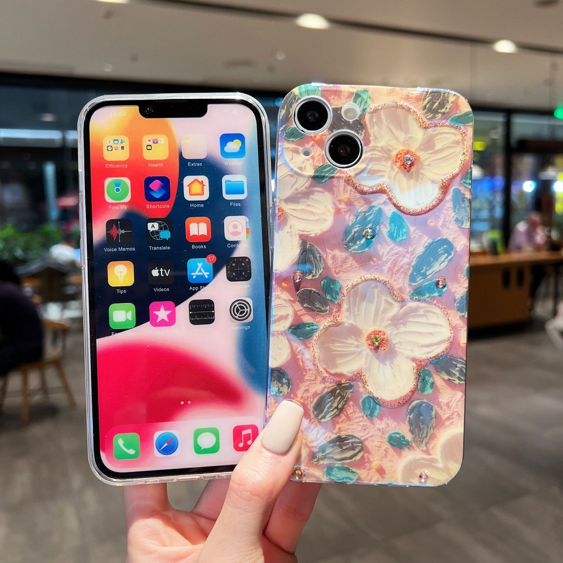 (BUY 2 GET 15% OFF) For IPhone Colorful Pink Flower Oil Painting Exquisite Phone Case