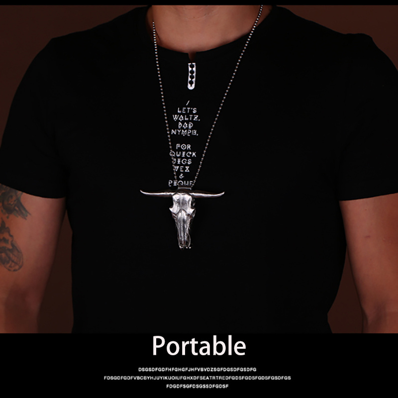Western Style Damascus Long Horn Dagger Necklace