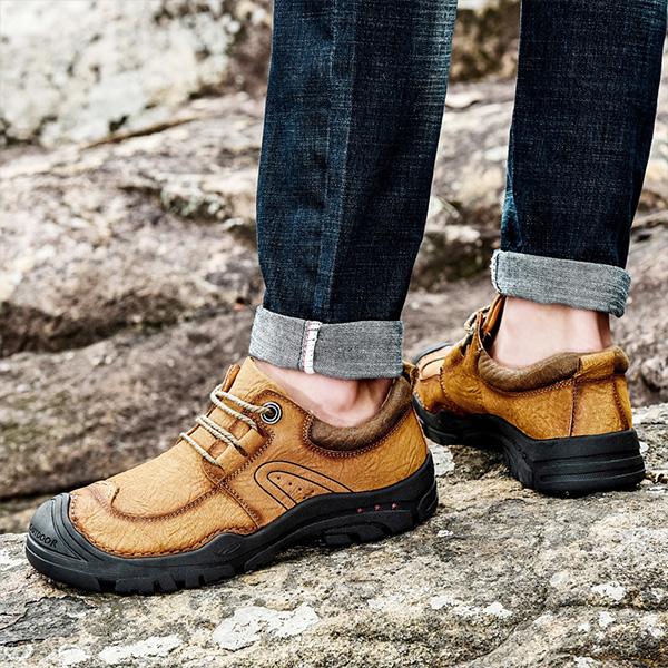 Chicinskates Men's Leather Outdoor Casual Wear-Resistant Sneakers