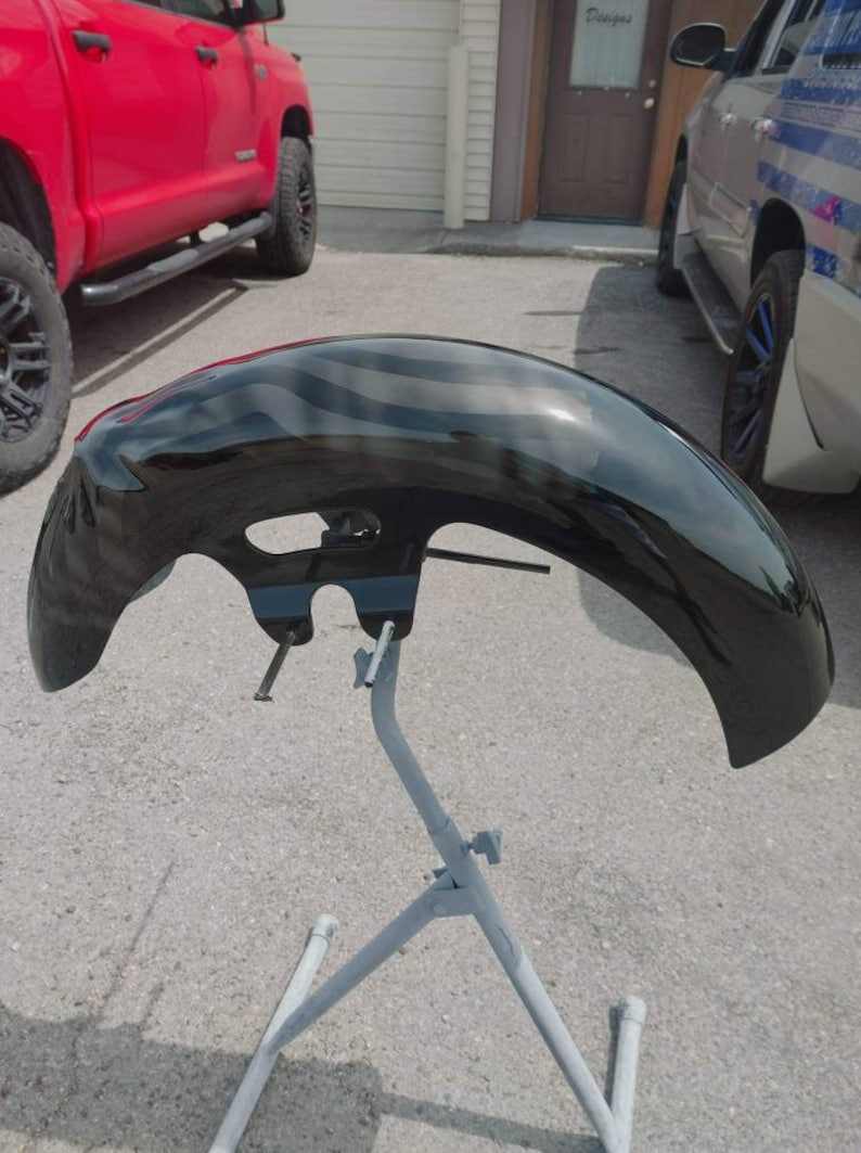 Harley Motorcycle 3D Punisher Stretching Through Ghosted American Flag Fender