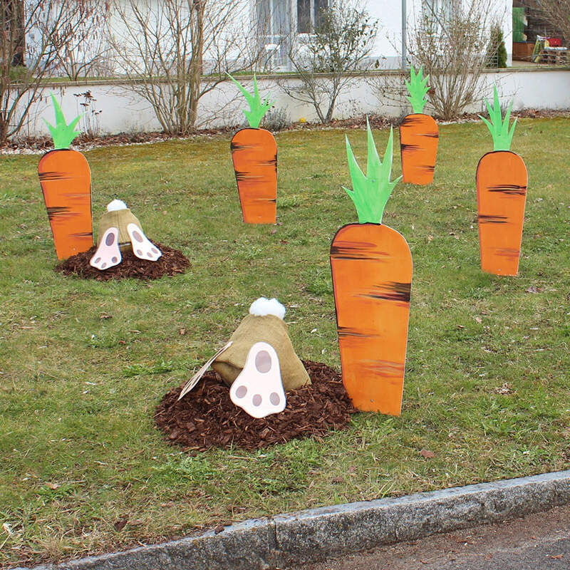 Easter Digging Bunnies and Carrots Ornaments Outdoor Decor