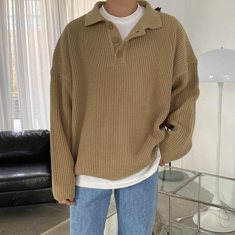KNITTED BUTTON-UP SHIRT SWEATER