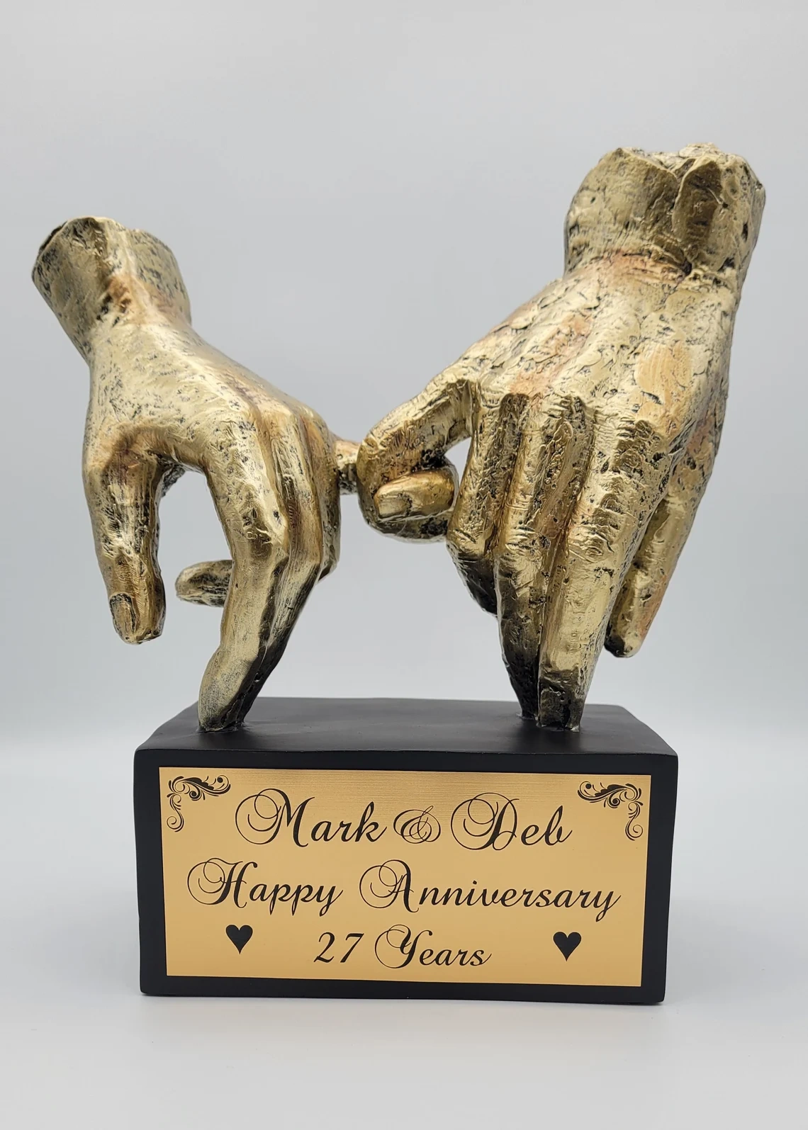 Personalized Hand Sculpture Couple Wedding Anniversary Statue Family Remembrance Heartfelt Gift Holding Hands Laser Engraved Customised