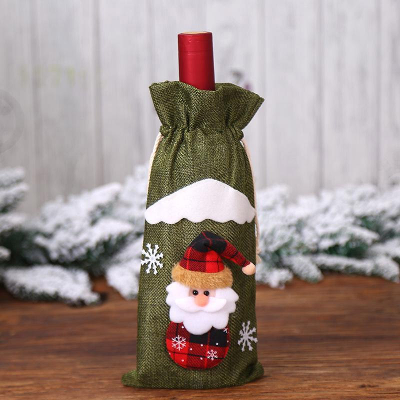 Christmas Burlap Old Man Doll Red Wine Bottle Set