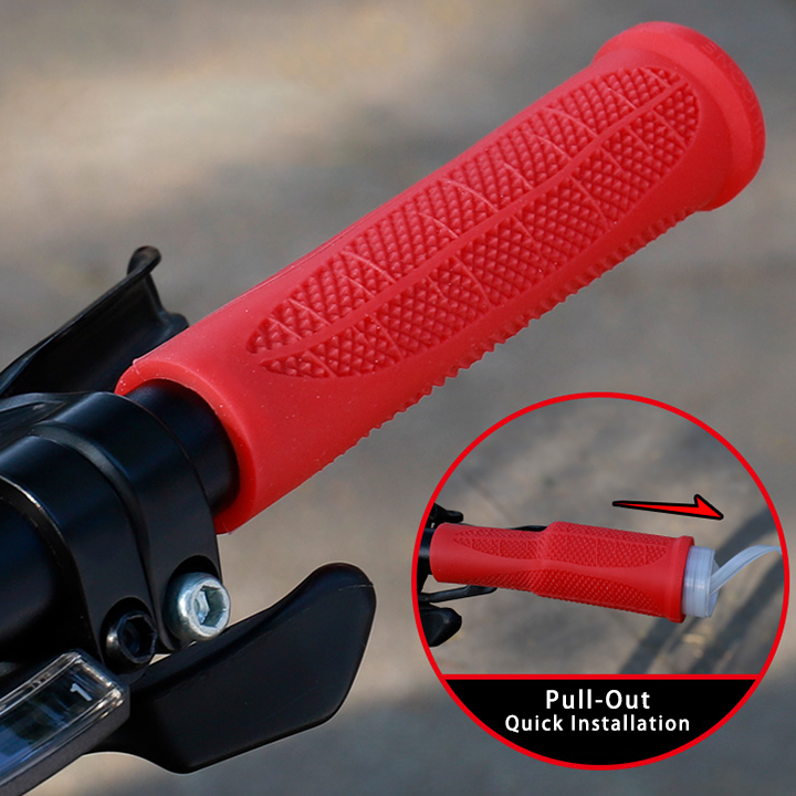 Innovative Pull-Out Quick Install Silicone Grips - Anti Slip & Anti Vibration Bicycle Handlebar Grips Cover