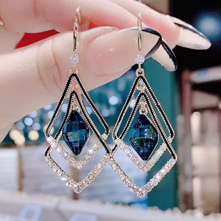 New Year Promotion 48% OFF-Rhombus Sapphire Earrings-BUY 1 PAIR GET 1 PAIR FREE TODAY!