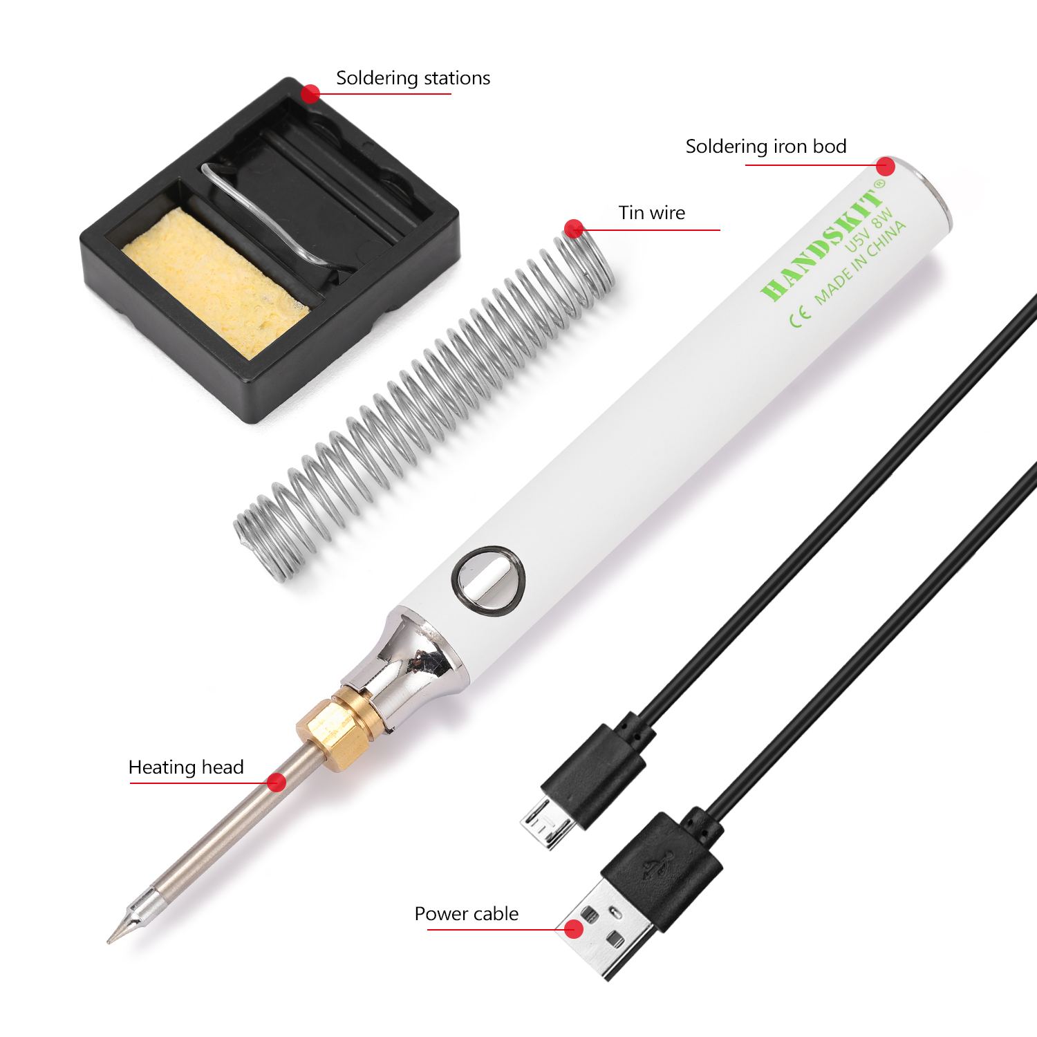 USB Charging Adjustable Temperature 5V 8W Electric Soldering Iron Kit