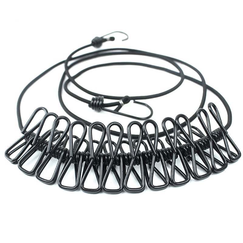 Portable Clothesline (Home, Outdoor, Camping with 12 Clips)