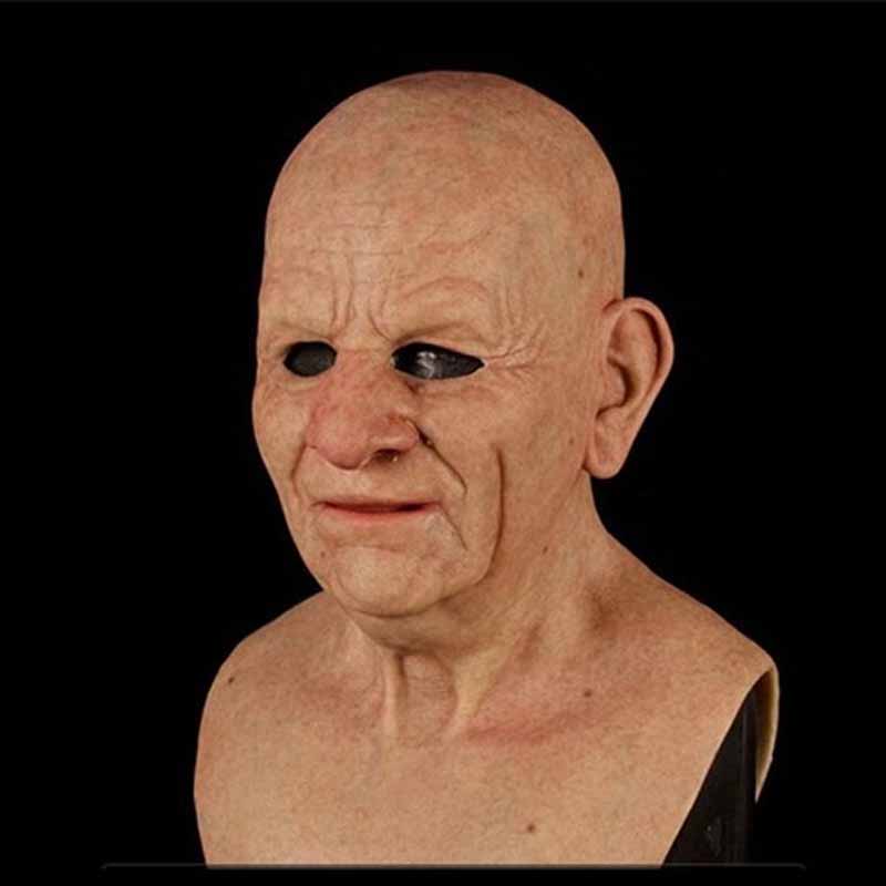 Bald Head Halloween Realistic Old Man Mask