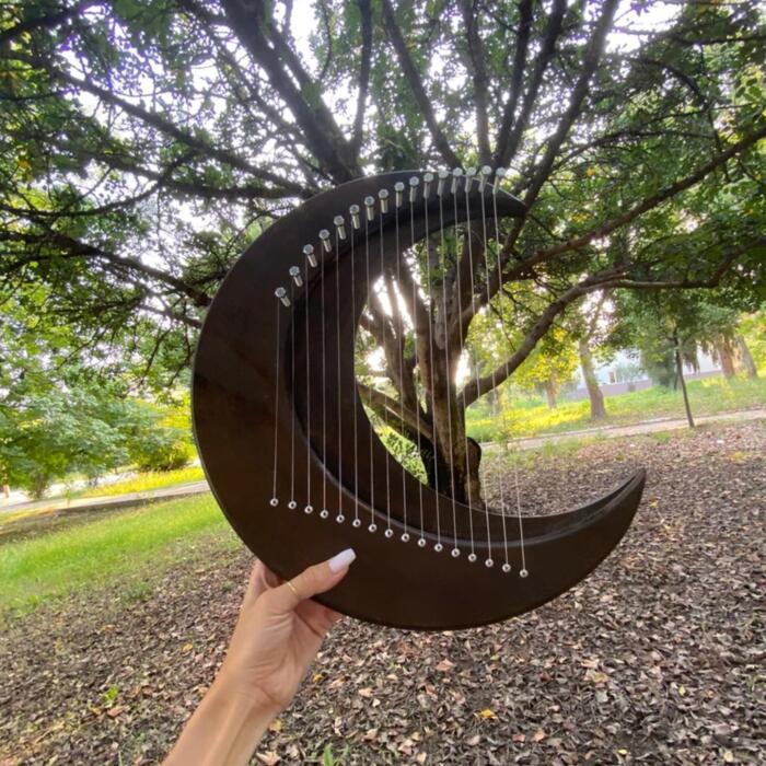 Wooden 8/11/15 Strings Moon Lyre Harp