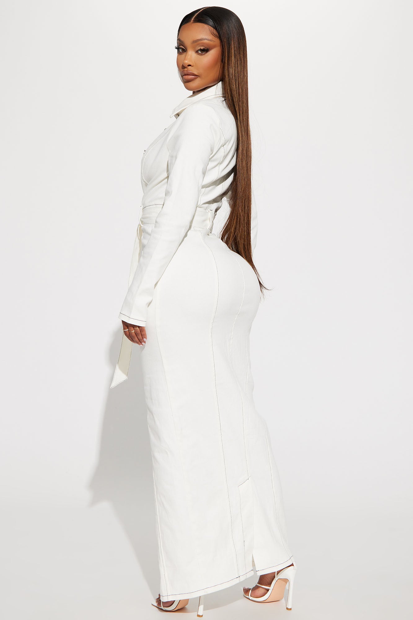 Alyana Denim Maxi Dress - Off White