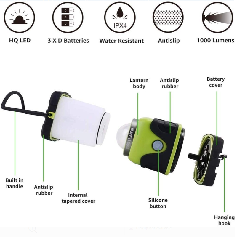 1000LM LED Camping Lantern - 360° Beam Angle & 4 Light Modes Waterproof Lantern Flashlight