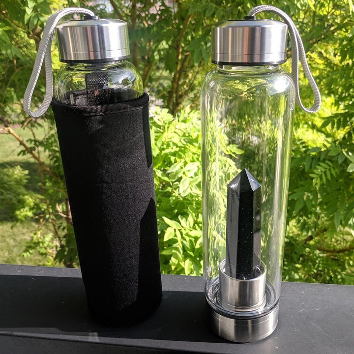 Crystal Wand Water Bottle + Protective Sleeve (Stainless Steel)