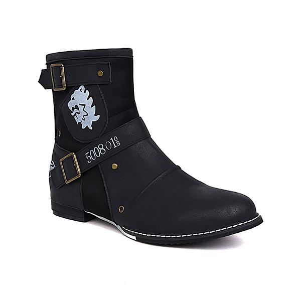 Chicinskates Men's Patchwork Belt Buckle Boots