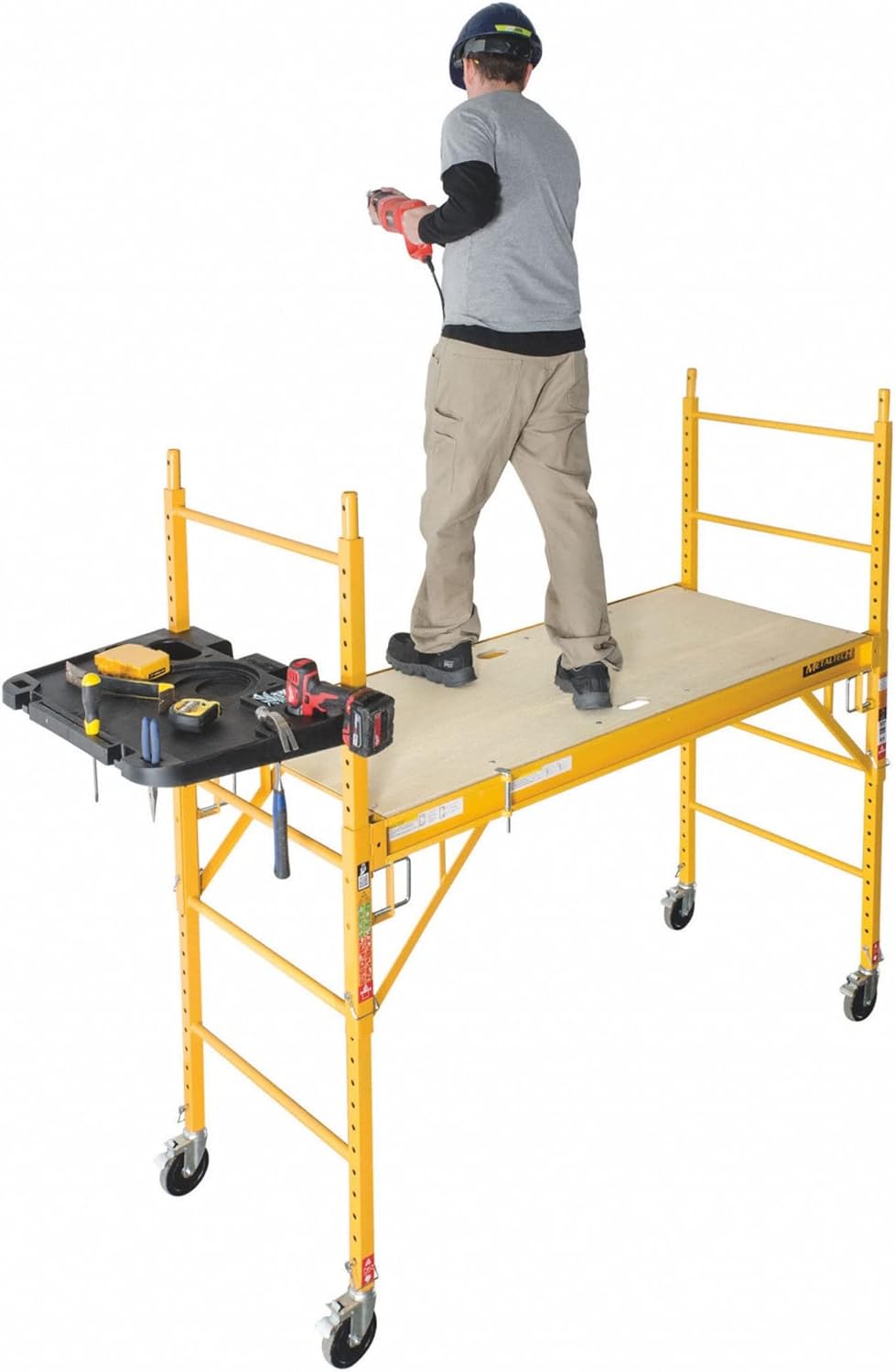 MetalTech Baker Adjustable Steel Platform Jobsite Series 6 Feet Tall Mobile Scaffolding Ladder