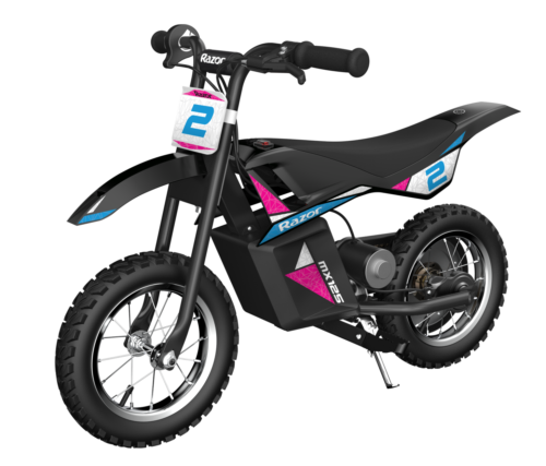 Razor Miniature Dirt Rocket MX125 Electric-Powered Dirt Bike - Black with Decal Included, Recommended For Kids 7+ Between 40 and 80 lbs