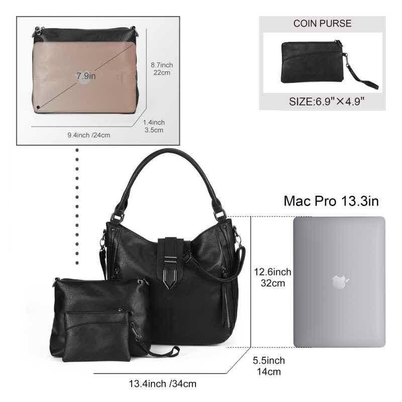 Women Ladies 3Pcs Handbag Set Tote Crossbody Shoulder Bags Purse Clutch