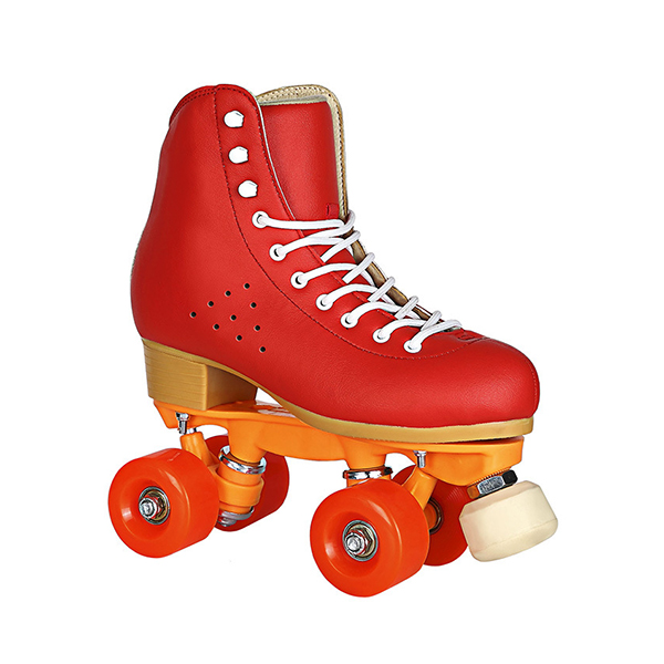 Chicinskates Double Row Red Cowhide Roller Skates