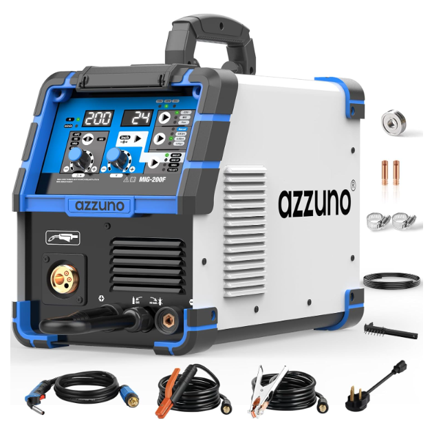 AZZUNO 200A MIG Welder 110V/220V Dual Voltage multiprocess welder Gas Gasless MIG Welding Machine