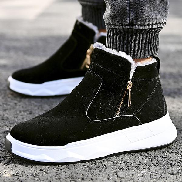Chicinskates Men's Platform Warm Side Zipper Snow Boots