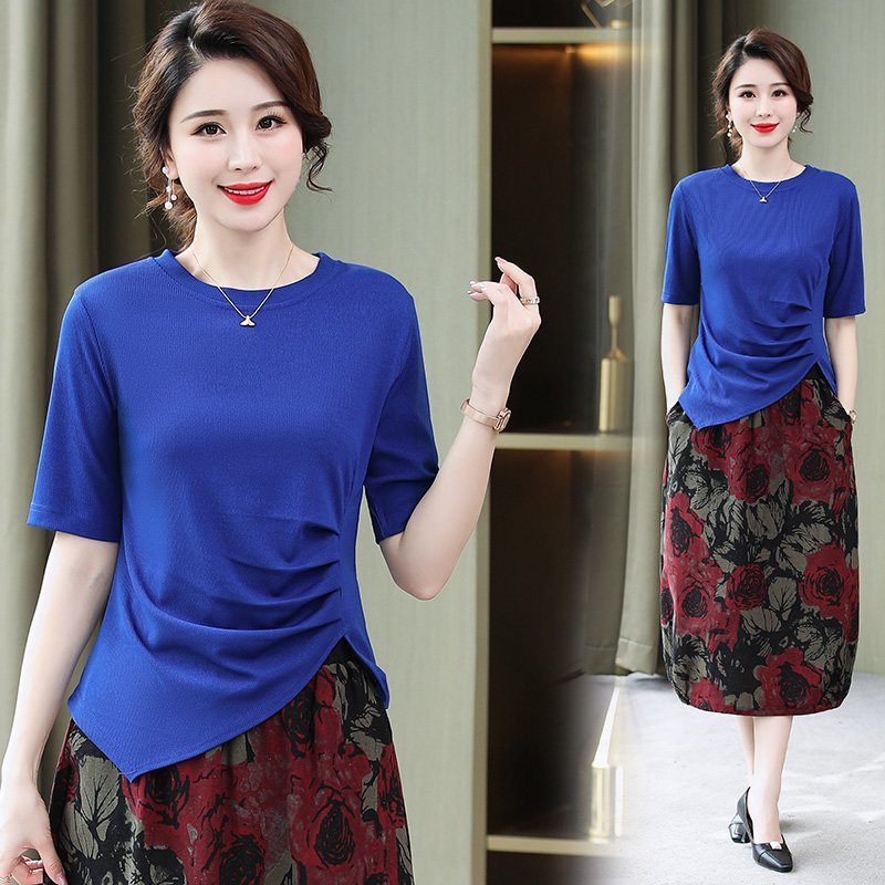 Summer New Irregular Solid Color T-shirt