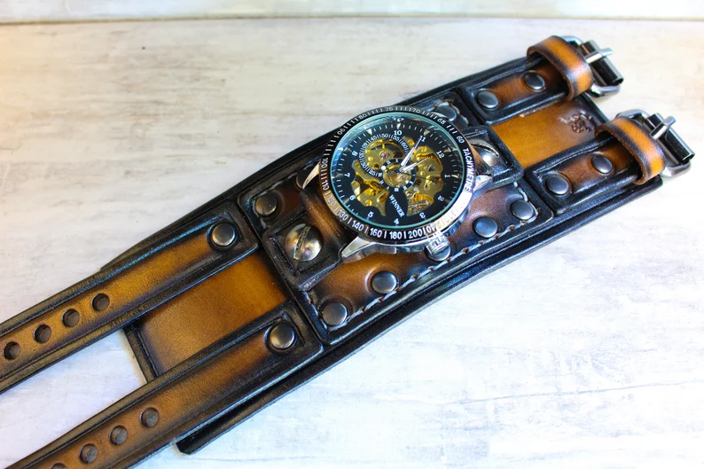 Double Buckle Steampunk Leather Watch
