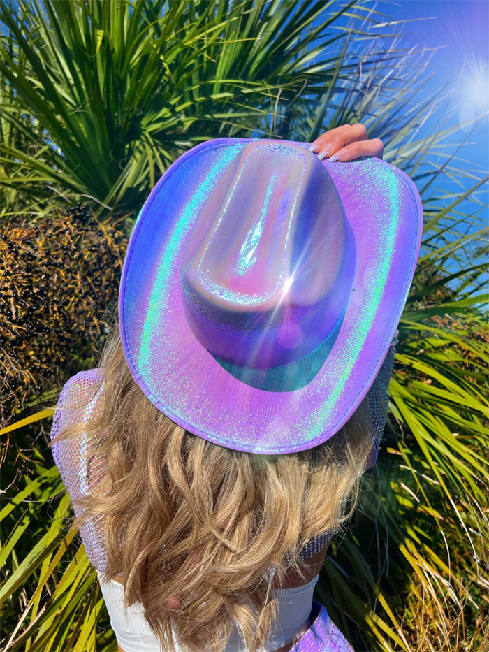 Holographic Cowboy Hat Bachelorette Party Favors | Festival Outfit Ideas