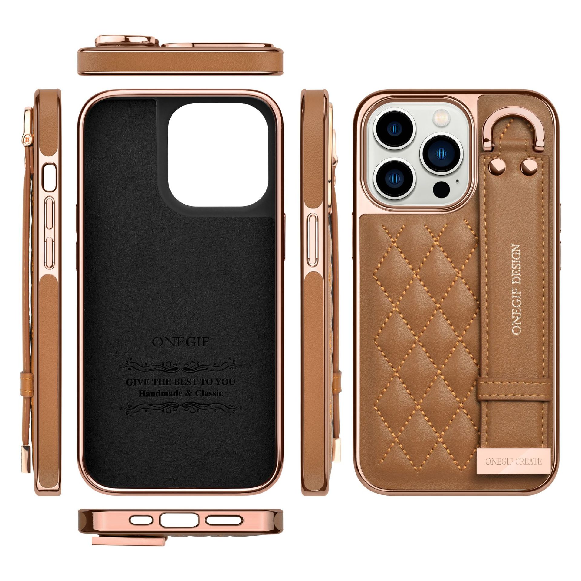Electroplated Wristband Leather Case Cover For iPhone