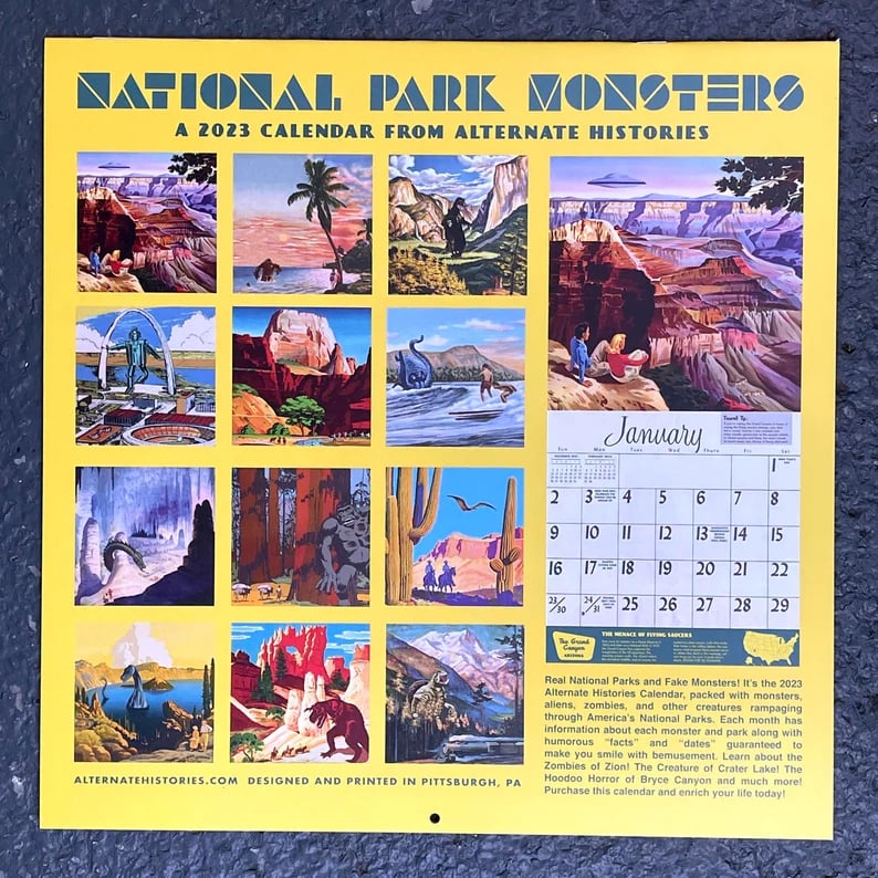 📅2023 National Park Monsters Calendar ( Alternate Histories)🎁