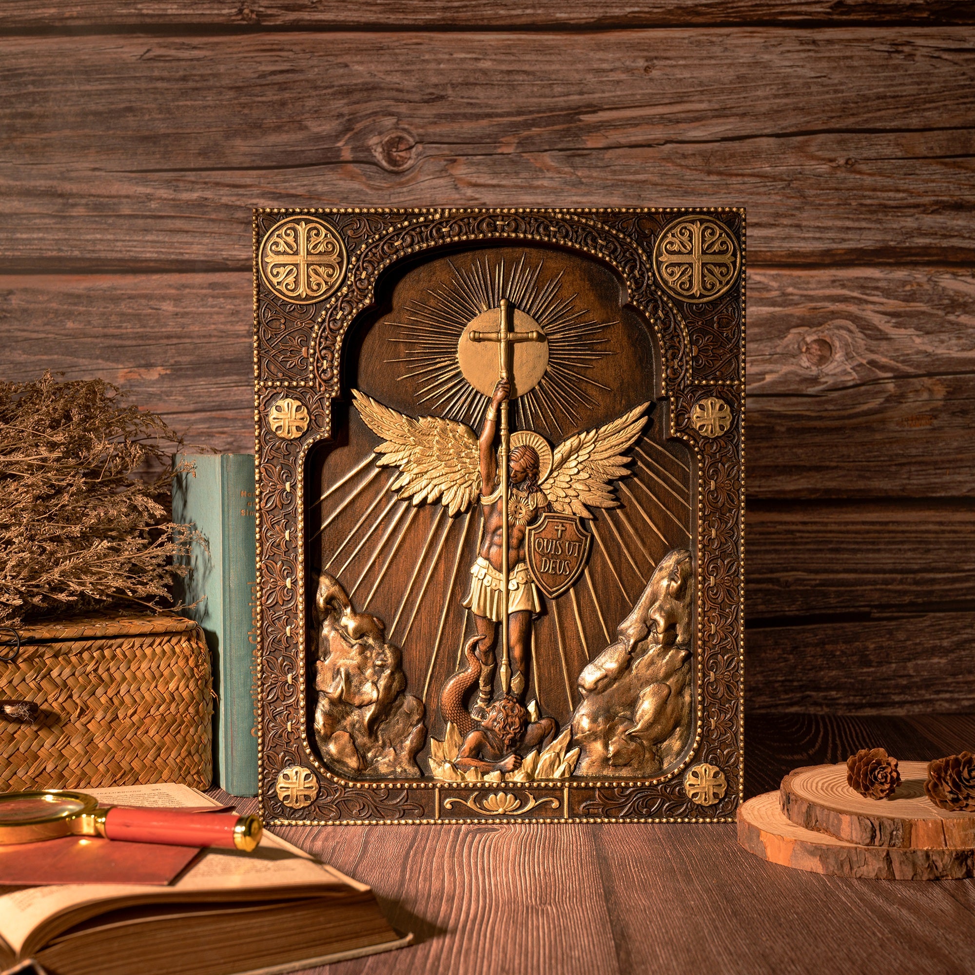 Bgcopper Archangel Michael Square Wooden Icon Religious Gifts - Best Wall Decor in 2023
